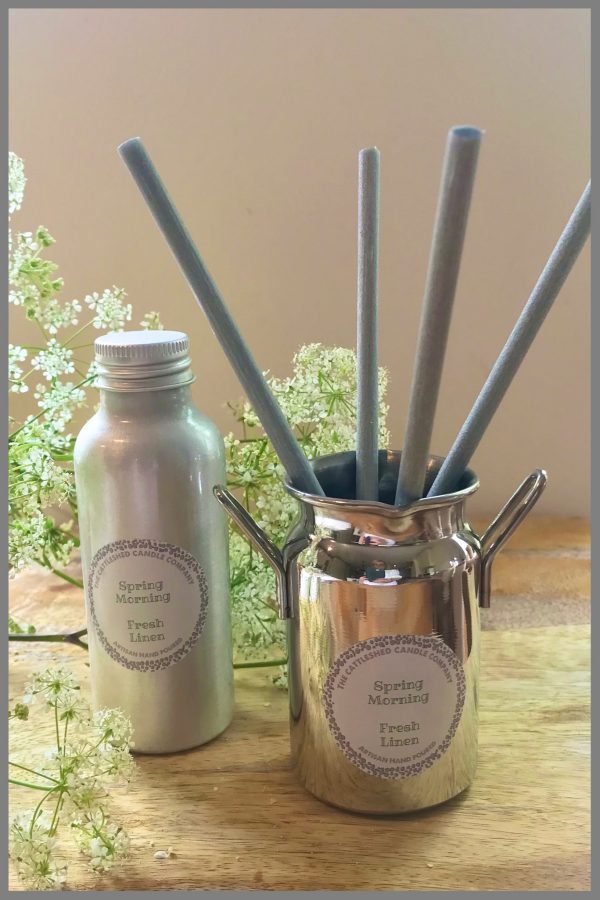 THE CATTLESED CANDLE COMPANY UNIQUE MILK CHURN DIFFUSER SPRING MORNINGS FRESH LINEN